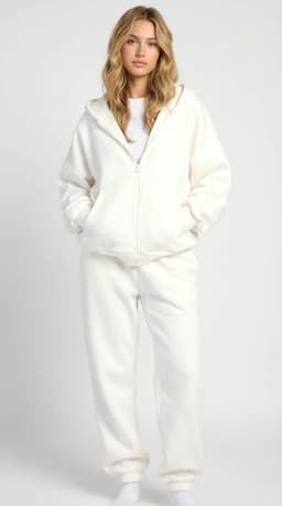 White zip-up hoodie — product flat lay